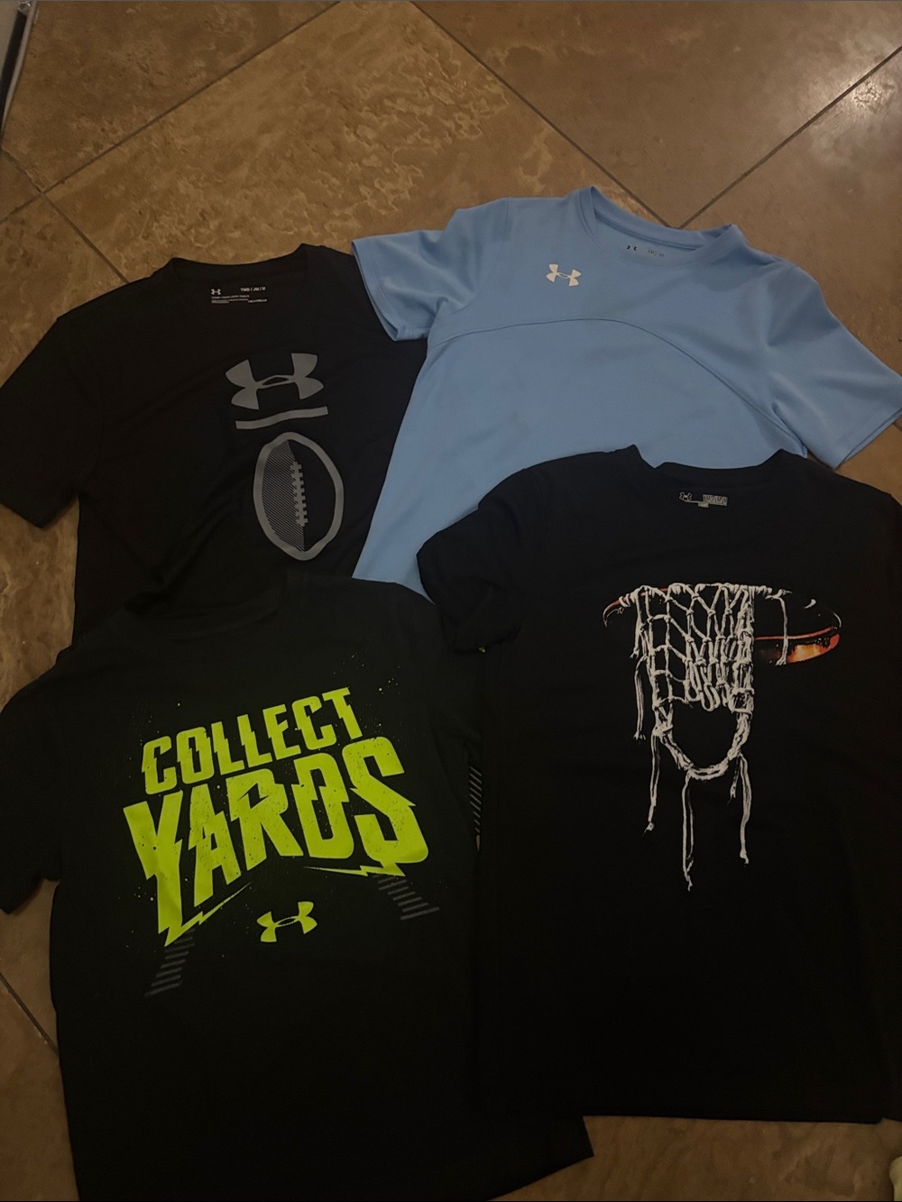 Under Armour Kids Short Sleeve Tees - Black, Light Blue & Neon Green